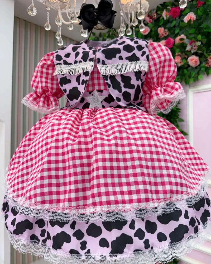 Vestido Junino Luxo Vaquinha
