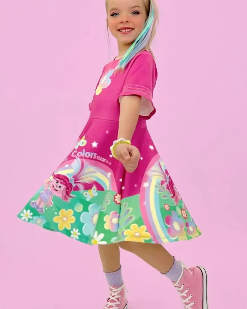 Vestido Trolls Rosa